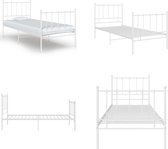 vidaXL Bedframe metaal wit 100x200 cm - Bedframe - Bedframes - Eenpersoonsbed - Eenpersoonsbedden