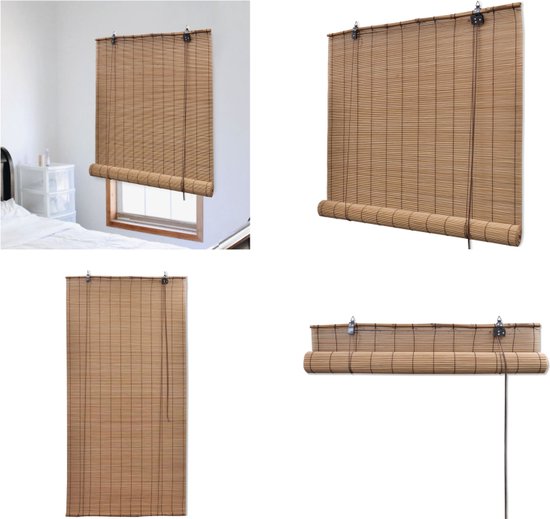 vidaXL Rolgordijn 140x220 cm bamboe bruin - Rolgordijn - Rolgordijnen - Vitrage - Vitrages