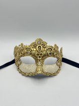 Venetiaans bal masker voor een vrouw - Goud masker voor vrouwen met verguld kantwerk en strass steentjes - Gala masker voor vrouwen