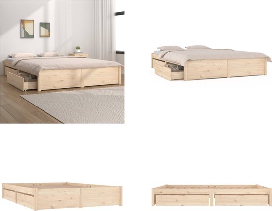 vidaXL Bedframe met lades 150x200 cm 5FT King Size - Bedframe - Bedframes - Tweepersoonsbed - Bed