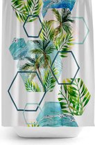 Casabueno Palm Tree - Douchegordijn 180x200 cm - Digitale Print - Polyester - Waterdicht - Anti Schimmel - Wasbaar