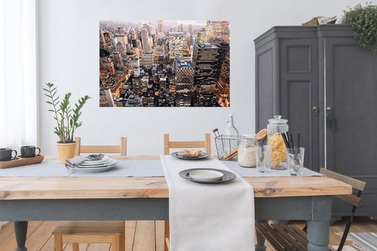 Illuminate Manhattan from above Poster 120x80 cm - Tirage photo sur Poster (décoration murale salon / chambre) / Poster Villes