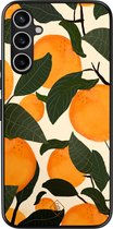 Casimoda® hoesje - Geschikt voor Samsung Galaxy A54 - Orange Garden - Zwart TPU Backcover - Bloemen - Groen