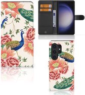 Telefoonhoesje met Pasjes geschikt voor Geschikt voor Samsung Galaxy S24 Ultra Pink Peacock