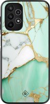 Casimoda® hoesje - Geschikt voor Samsung Galaxy A13 4G - Marmer Mint Goud - Zwart TPU Backcover - Marmer - Mint