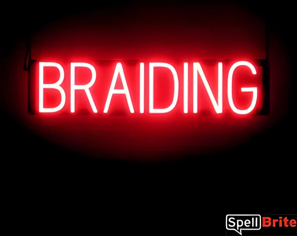 BRAIDING - Lichtreclame Neon LED bord verlicht | SpellBrite | 69 x 16 cm | 6 Dimstanden - 8 Lichtanimaties | Reclamebord neon verlichting