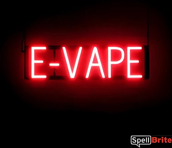 E-VAPE - Lichtreclame Neon LED bord verlicht | SpellBrite | 57 x 16 cm | 6 Dimstanden - 8 Lichtanimaties | Reclamebord neon verlichting