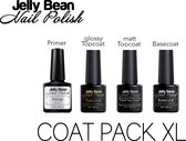 Jelly Bean Nail Polish Gel Nagellak - Coatpack XL - Base & Top coat nagellak set - Gel nagellak - UV gellak set - 2xTopcoat - Basecoat - Primer - UV Nagellak 8ml