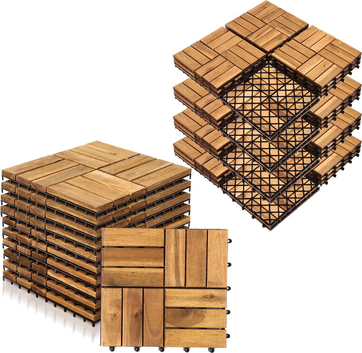 Bol.com Terrastegels 10㎡ - 30x30 cm - 110 stuks Vlondertegels - 12 stuks per Terrastegels - Acacia Houten - Balkon, Terras of V... aanbieding