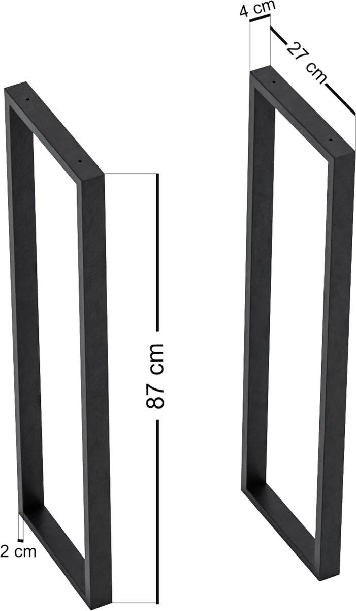 en.casa Stalen onderstel Kauniainen set van 2 tafelpoot 87x27x4 cm zwart