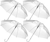 Muntel® Transparante Paraplu - 4 Stuks - Doorzichtig - Voor Volwassenen - Ø 94 cm