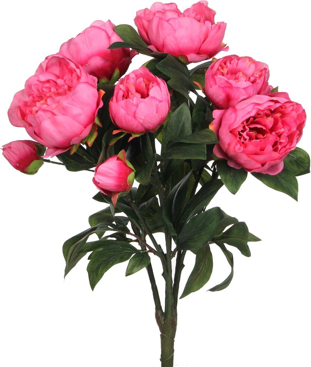 Mica Decorations Pioenroos Kunstbloemen Boeket - H55 x Ø40 cm - Donkerroze