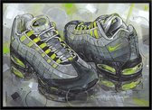 Sneaker print Neon vullend 71x51 cm *ingelijst & gesigneerd