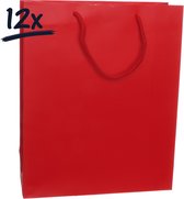 12st. stevige draagtassen papier (26x32x10)cm zak cadeautasje gift bag verpakking gedraaid koord greep