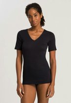 Hanro Cotton Seamless T-shirt V-hals - 0019 Black - maat 36 (34-36) - Dames Volwassenen - 100% katoen- 071603-0019-36