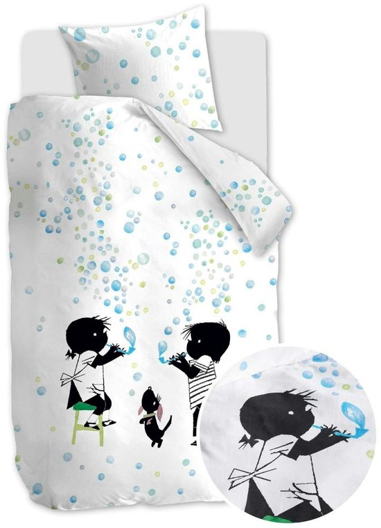 Beddinghouse x Fiep Amsterdam Bellenblazen dekbedovertrek - Eenpersoons - 140x200/220 - Blauw Groen