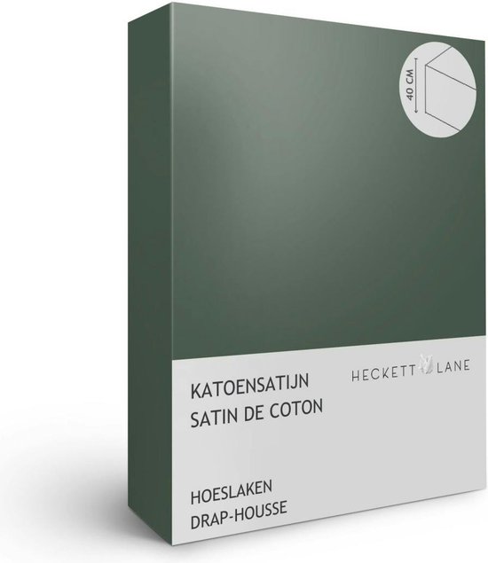 Heckettlane Elementi Hoeslaken - Lits-jumeaux - Katoensatijn - 180x200cm - Groen