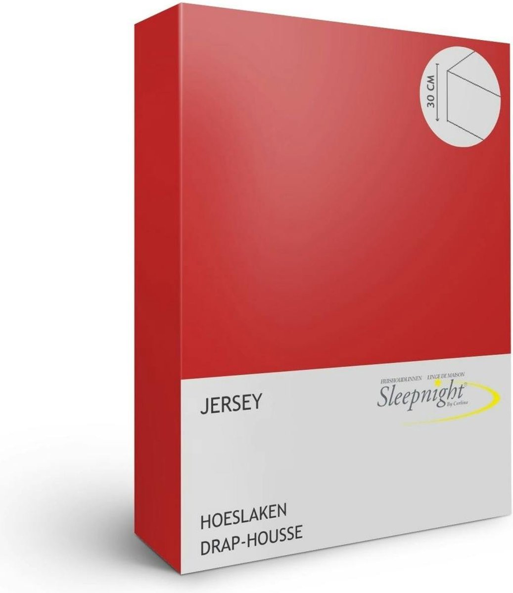 Sleepnight Hoeslaken - Jersey - (hoekhoogte 30 cm ) rouge - B 160 x L 200 cm - Lits-jumeaux Strijkvrij - Geschikt voor Standaard Matras/Boxspring/Matras + Topper - 734101-B 160 x L 200 cm