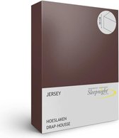 Sleepnight Hoeslaken - Jersey - (hoekhoogte 30 cm ) taupe - B 100 x L 200 cm - 1-persoons Strijkvrij - Geschikt voor Standaard Matras/Boxspring/Matras + Topper - 843230-B 100 x L 200 cm