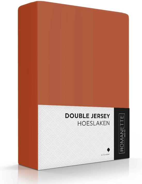 Hoeslaken Romanette Double Jersey 1 personne Ocre 80/90/100 x 200/210/220 cm