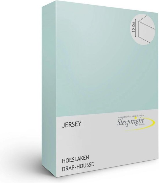 Sleepnight Hoeslaken - Jersey - (hoekhoogte 30 cm ) misty green - B 100 x L 200 cm - 1-persoons Strijkvrij - Geschikt voor Standaard Matras/Boxspring/Matras + Topper - 798513-B 100 x L 200 cm