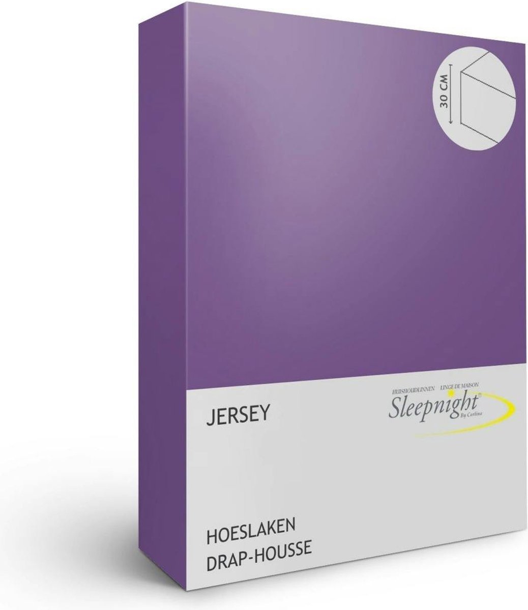 Sleepnight Hoeslaken - Jersey - (hoekhoogte 30 cm ) mauve - B 160 x L 200 cm - Lits-jumeaux Strijkvrij - Geschikt voor Standaard Matras/Boxspring/Matras + Topper - 734105-B 160 x L 200 cm