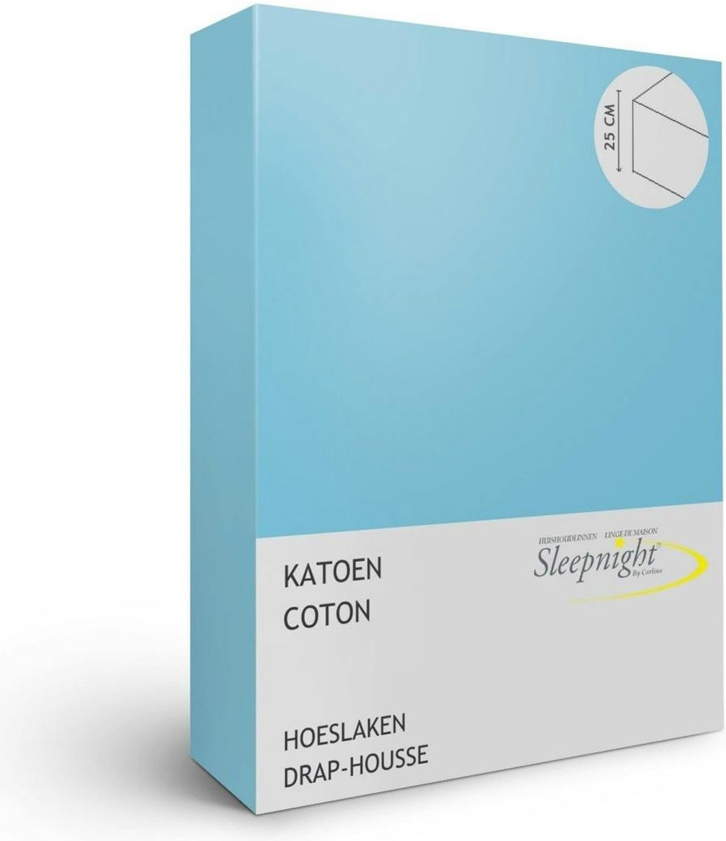 Sleepnight Hoeslaken - Katoen - (hoekhoogte 25 cm ) turquoise - B 180 x L 200 cm - Lits-jumeaux - Geschikt voor Standaard Matras - 863548-B 180 x L 200 cm