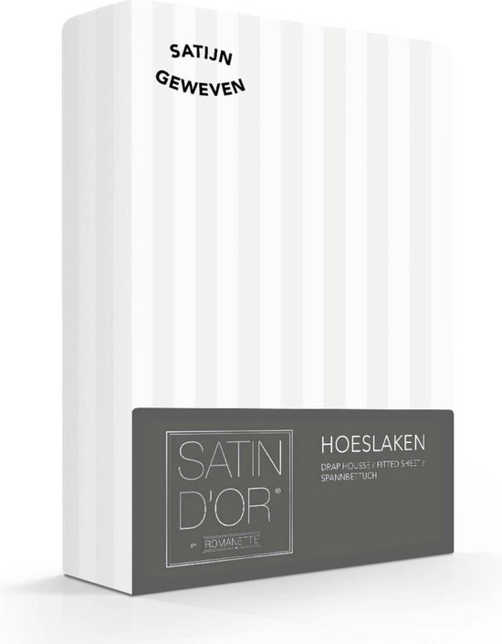 Satin d'Or Hoeslaken - Satijn - (hoekhoogte 25 cm ) White - B 160 x L 200 cm - Lits-jumeaux Hotelkwaliteit - Geschikt voor Standaard Matras - 01920-B 160 x L 200 cm