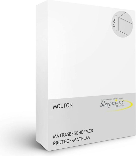 Sleepnight Matrasbeschermer - Molton - (hoekhoogte 25 cm ) White - 180 x 220 cm - Lits-jumeaux Waterdicht - Geschikt voor Standaard Matras - 639005-B 180 x L 220 cm