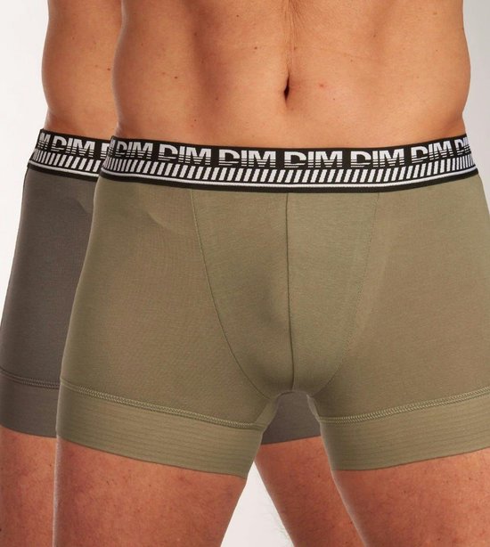 Boxershort DIM 3D Flex Stay&Fit pour hommes - Pack de 2 - Katoen - Homme - Vert/ Grijs - Taille XL