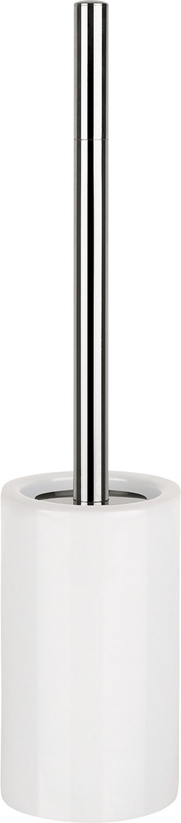 Spirella Toiletborstel met houder Sienna - ivoor wit - porselein - 42 x 10 cm - met binnenbak