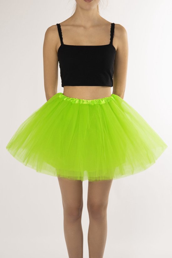 KIMU® Tutu Lime Groen Tule Rokje - Petticoat Rok - Carnaval Carnavalspak