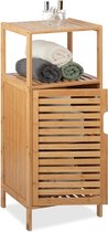 badkamerkast bamboe, HxBxD: 87 x 36,5 x 33 cm, smal badkamerrek met deur, 2 plankjes, handdoekenkast, naturel