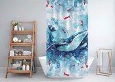 Casabueno Whale - Douchegordijn 180x200 - Digitale Print - Badkamer Gordijn - Shower Curtain - Waterdicht - Sneldrogend en Anti Schimmel -Wasbaar en Duurzaam -