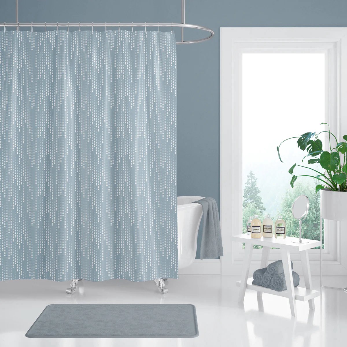 Casabueno - Douchegordijn - Anti-Schimmel, Wasbaar & Duurzaam – 180x200 cm – Waterdicht & Sneldrogend –Rain– Badkamer Shower Curtain