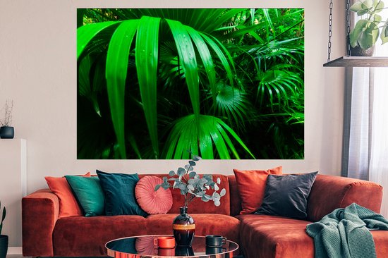 Poster Feuilles de palmier dans la jungle 150x75 cm - Tirage photo sur Poster (décoration murale salon / chambre)