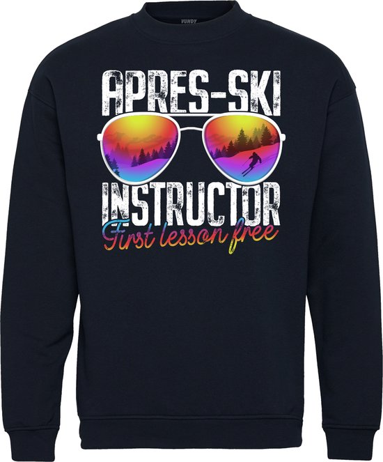 Sweater Apres Ski First Lesson | Apres Ski Verkleedkleren | Fout Skipak | Apres Ski Outfit | Navy |