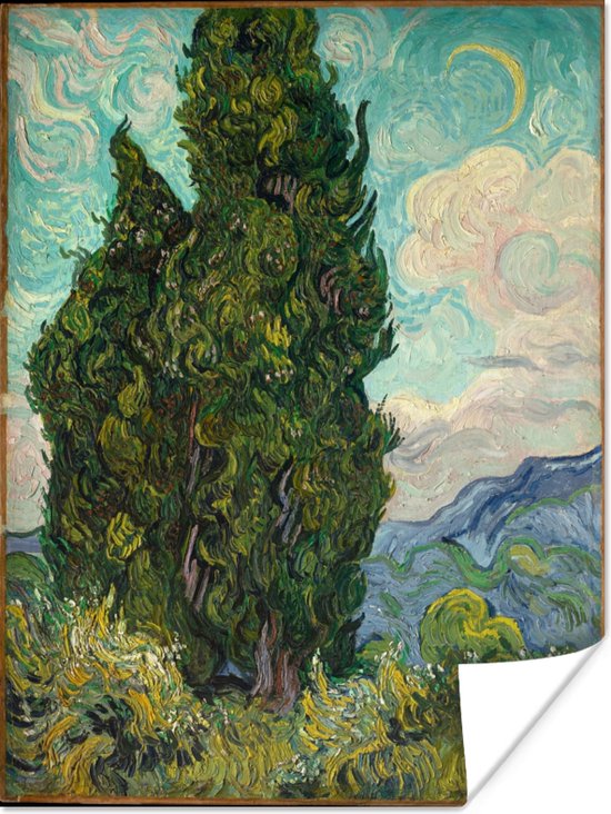 Poster Landschap met cipressen - Vincent van Gogh - 90x120 cm