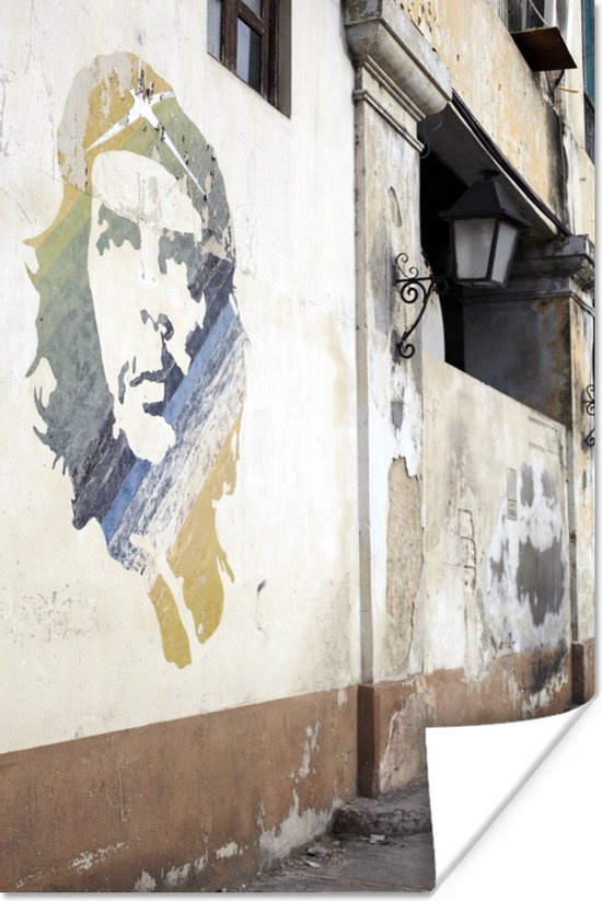 Che Guevara-muurschildering poster 40x60 cm - Foto print op Poster (wanddecoratie woonkamer / slaapkamer)