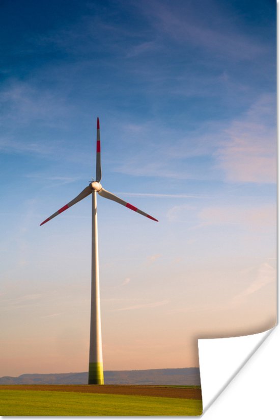 Un moulin solitaire dans la campagne Poster 60x90 cm - Tirage photo sur Poster (décoration murale salon / chambre) / Poster Paysages