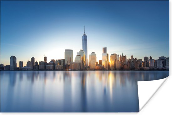 Skyline of New York on the Water Poster 120x80 cm - Tirage photo sur Poster (décoration murale salon / chambre)