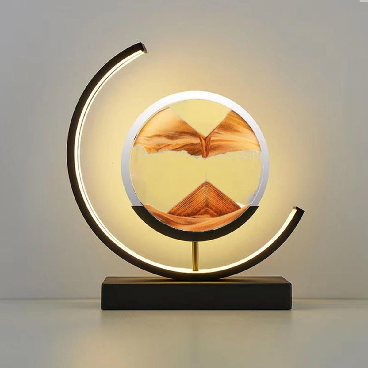 DreamGoods Bewegende Zandkunst Lamp - Met Afstandsbediening - 3 Lichtstanden - Met Syringe - Zandkunst In Glas - Zandloper - Sand Art - 28cm - Tafellamp Industrieel - Bureaulamp - Nachtlamp - Dimbaar - Decoratie Woonkamer - Slaapkamer