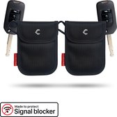 Comsecure® - Housse de protection antivol RFID pour clé de voiture - Emballage Duo - Zwart - Clé de rechange - Pochette pour clé d'entrée sans clé - Anti skim - Faraday - Bloqueur de signal
