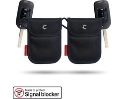 Comsecure® - Autosleutel RFID Anti-Diefstal Beschermhoes - Duo verpakking - Zwart - Reserve Sleutel - Keyless entry sleuteltasje - Anti skim - Faraday - Signaal blocker