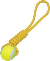 Jack and Vanilla Kalanga - Corde de jeu Chiens avec balle de tennis - Corde pour chien avec balle - 35 cm - Jaune