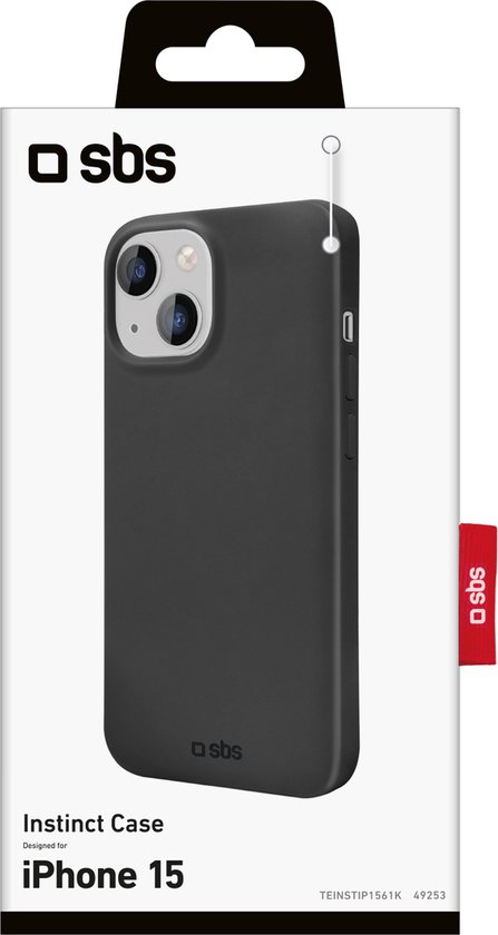 SBS Instinct Telefoonhoesje geschikt voor Apple iPhone 15 Hoesje Flexibel TPU Backcover - Zwart
