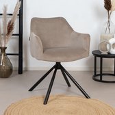 Bronx71® Velvet eetkamerstoel Furtado draaibaar taupe - stoel