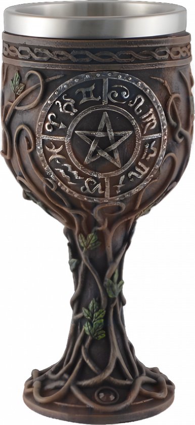Heksen Kelk met Pentagram - Witches Chalice - Handbeschilderd - 16cm x 8cm x 8cm