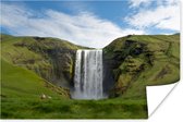 Skogafoss waterval in IJsland Poster 120x80 cm - Foto print op Poster (wanddecoratie woonkamer / slaapkamer)