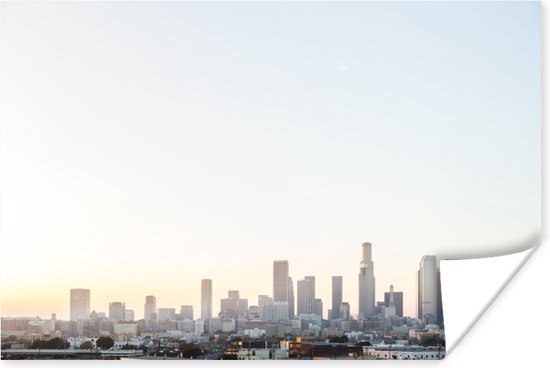 Los Angeles Skyline met heldere lucht Poster 180x120 cm - Foto print op Poster (wanddecoratie woonkamer / slaapkamer) / Noord-Amerika Poster XXL / Groot formaat!